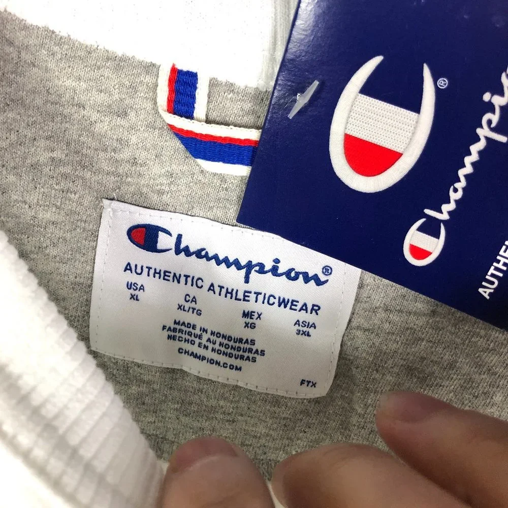 Champion Men's White FLC Crewneck Sweater Size XL